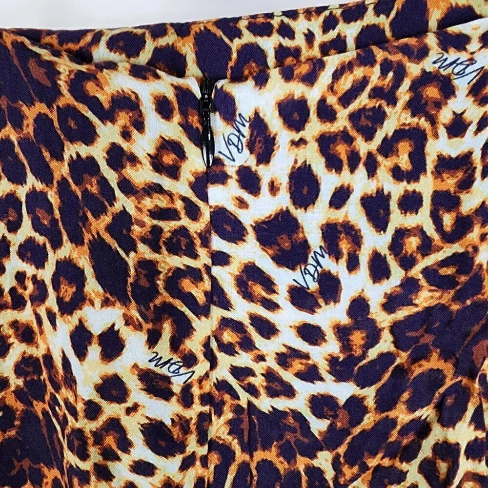 NWT VDM The Label Stassie Leopard Print Ruched Detail Skirt Small